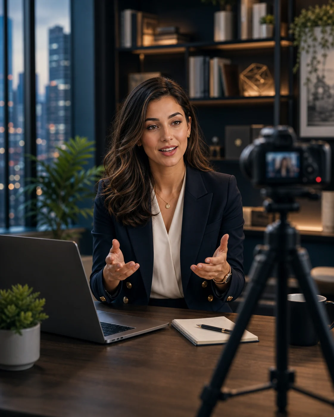 Creadora profesional grabando contenido de marca personal