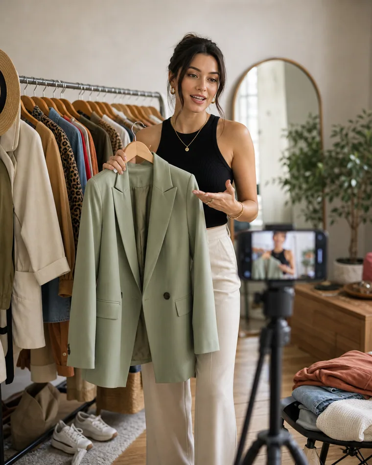 Creadora grabando consejos de moda