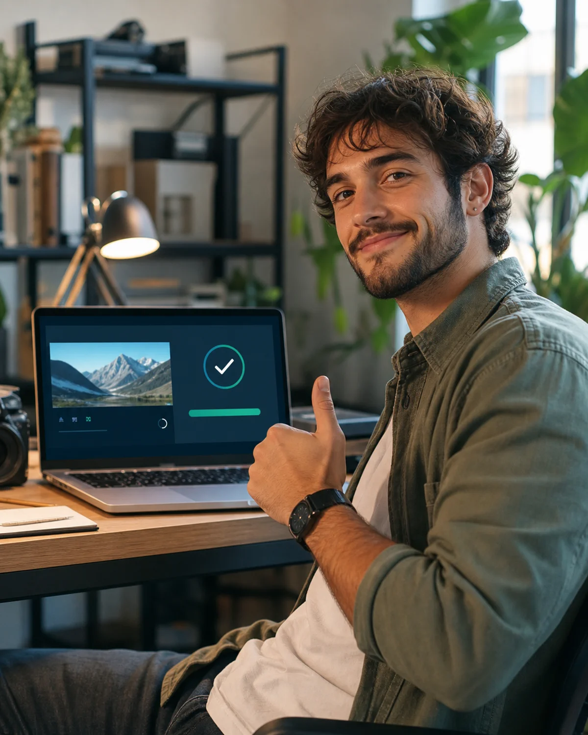 Creador satisfecho después de publicar contenido